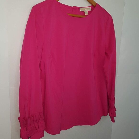 MICHAEL KORS Womens Long  Sleeve Blouse with Double Ruffle Cuffs at Wris… - Picture 3 of 13